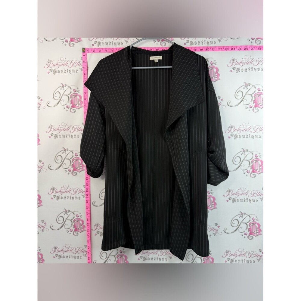 Worthington Open-Front Blazer Black Pinstripe